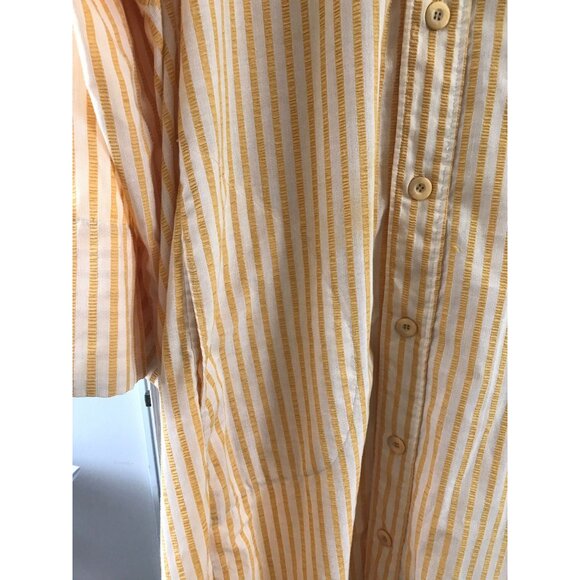 Vgt 1970 100% Cotton Kaftan Tunic Nehru Collar White Yellow Button Down Front - Picture 7 of 10